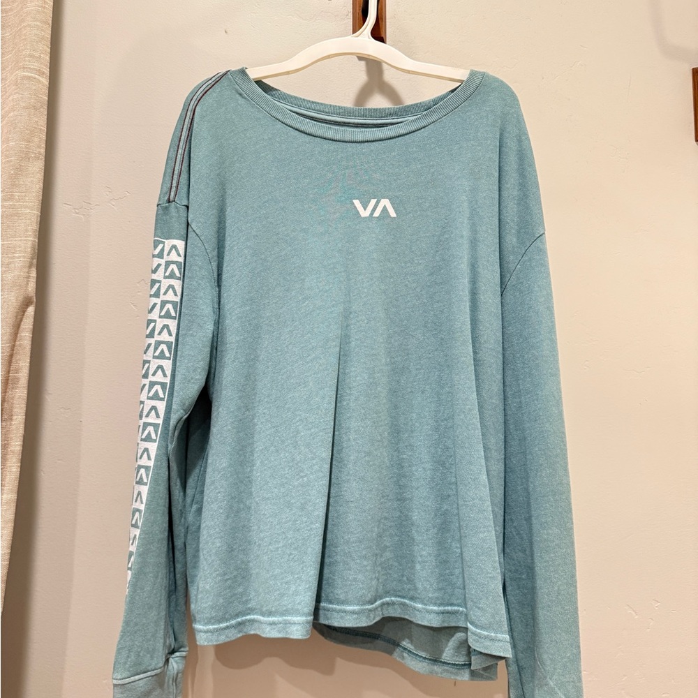 RVCA Women's Teal Sweatshirt with White Accents